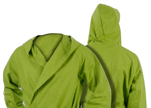 Accappatoio Con Cappuccio In Microfibra Taglia Adulto Unisex In Tinta Unita - L - Verde