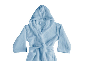 Accappatoio Con Cappuccio In Morbida Spugna Mod. Sophie Tinta Unita - L - Cielo