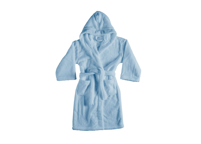 Accappatoio Con Cappuccio In Morbida Spugna Mod. Sophie Tinta Unita - L - Cielo