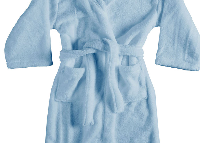 Accappatoio Con Cappuccio In Morbida Spugna Mod. Sophie Tinta Unita - L - Cielo