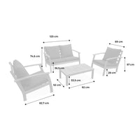 Salotto da giardino in legno a 4 posti, marrone naturale