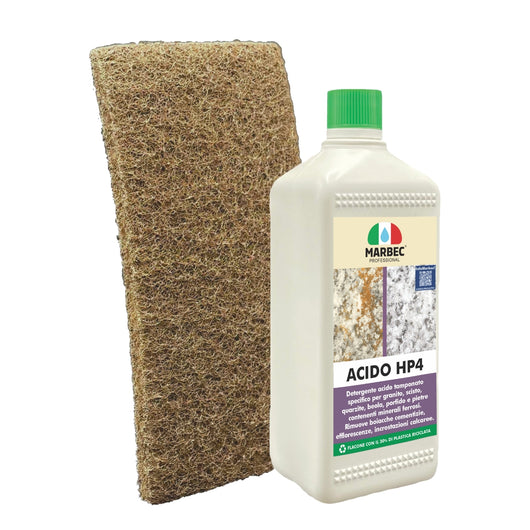 Detergente Acido tamponato per profido e granito ACIDO HP4    1LT + Tampone Marrone
