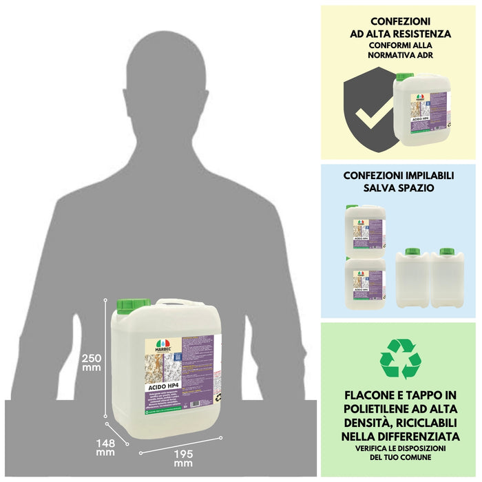 Detergente Acido tamponato per profido e granito ACIDO HP4    5LTx4Pz