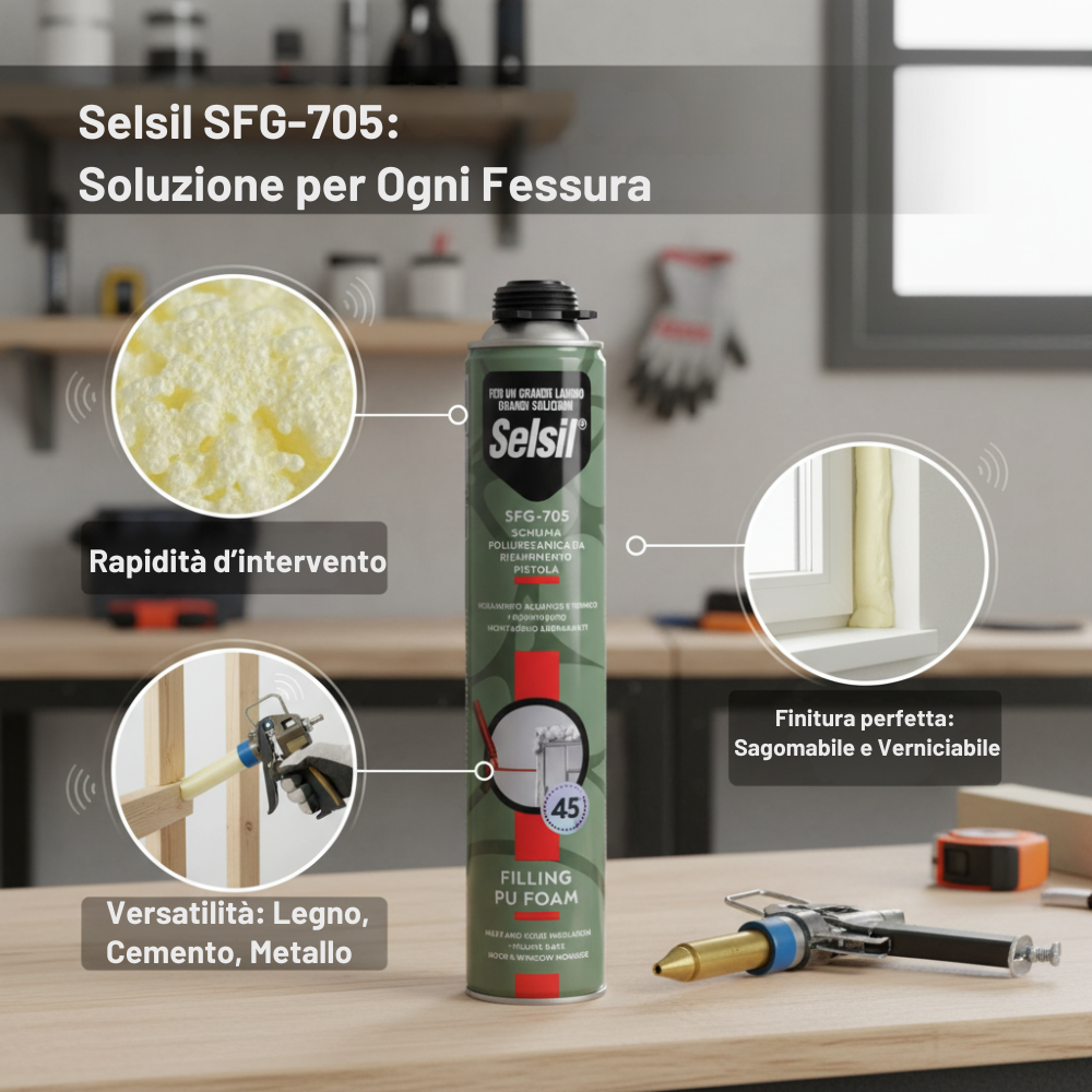 Schiuma poliuretanica da riempimento con pistola adattatore a vite 750 ml