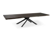 E-STYLO Tavolo allungabile con top rovere termocotto impiallacciato e gambe in metallo nero, 100cm X 200/300cm H. 76cm.