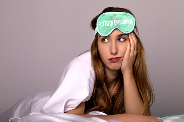 Maschera gel verde menta scritta "Fottuta Emicrania".