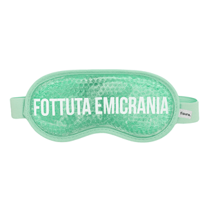 Maschera gel verde menta scritta "Fottuta Emicrania".