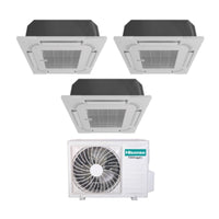 Climatizzatore Condizionatore Hisense Trial Split Inverter a Cassetta 12+12+12 con 3AMW72U4RJC R-32 Wi-Fi Optional 12000+12000+12000 con Telecomando e Pannello Incluso