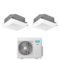 Climatizzatore Condizionatore Hisense Dual Split Inverter a Cassetta 18+18 con 4MW105U4RAA R-32 Wi-Fi Optional 18000+18000 con Telecomando e Pannello Incluso