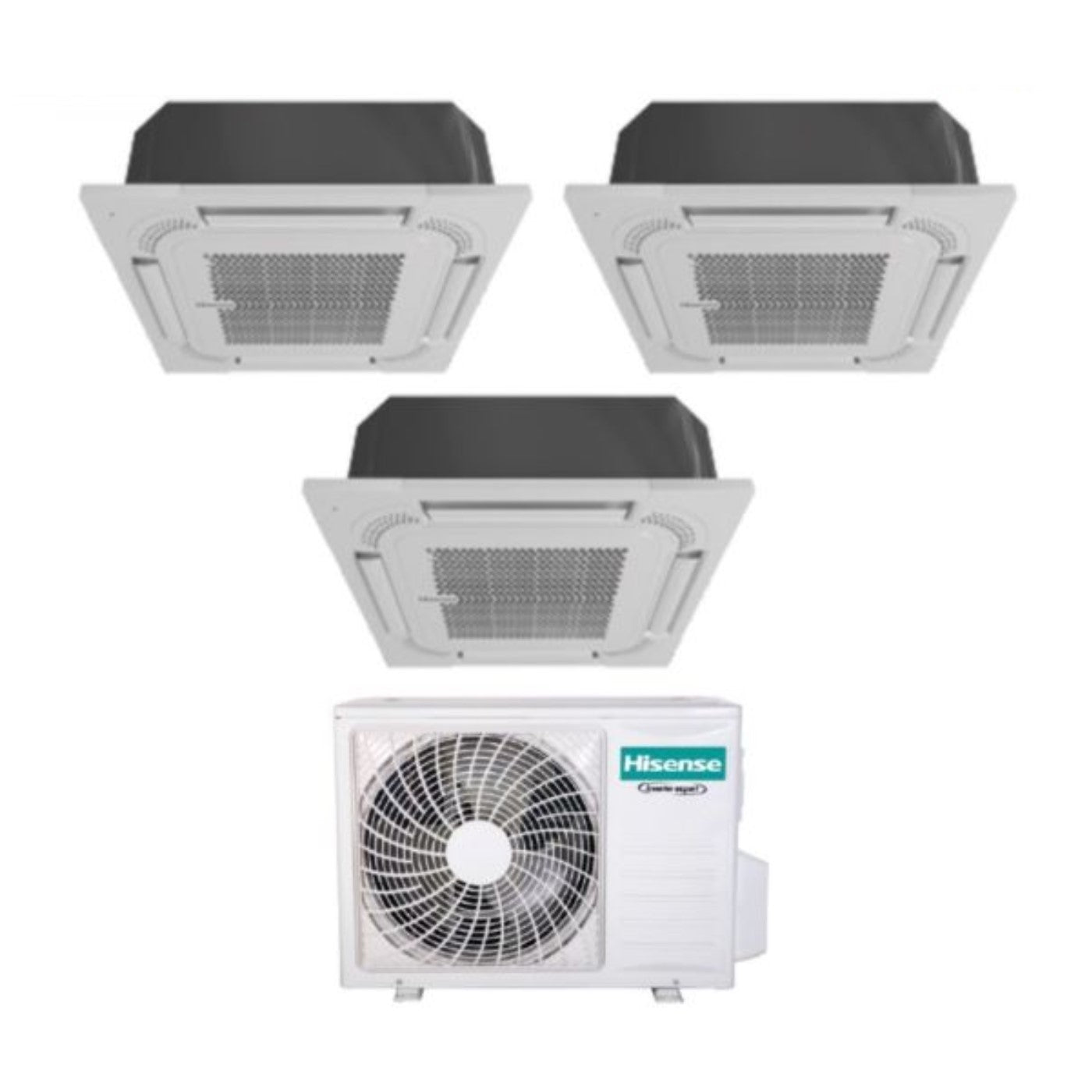 Climatizzatore Condizionatore Hisense Trial Split Inverter a Cassetta 9+12+12 con 3AMW72U4RJC R-32 Wi-Fi Optional 9000+12000+12000 con Telecomando e Pannello Incluso
