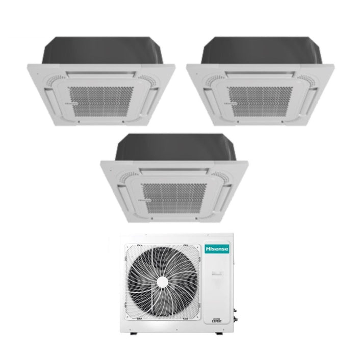 Climatizzatore Condizionatore Hisense Trial Split Inverter a Cassetta 9+12+12 con 4AMW81U4RJC R-32 Wi-Fi Optional 9000+12000+12000 con Telecomando e Pannello Incluso