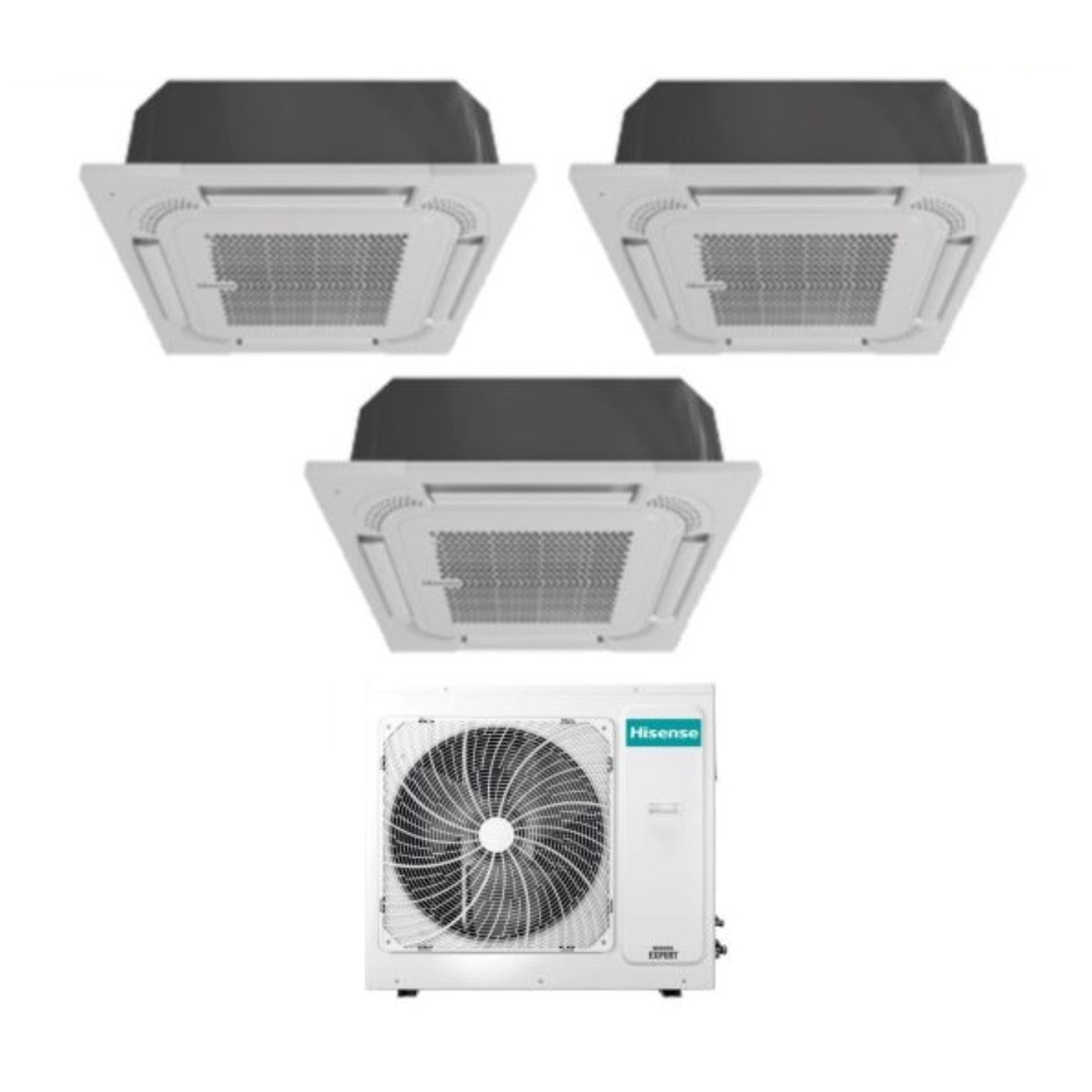 Climatizzatore Condizionatore Hisense Trial Split Inverter a Cassetta 9+9+12 con 4AMW81U4RJC R-32 Wi-Fi Optional 9000+9000+12000 con Telecomando e Pannello Incluso