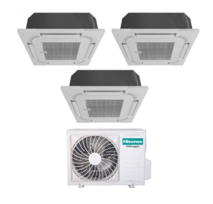Climatizzatore Condizionatore Hisense Trial Split Inverter a Cassetta 9+9+9 con 3AMW72U4RJC R-32 Wi-Fi Optional 9000+9000+9000 con Telecomando e Pannello Incluso