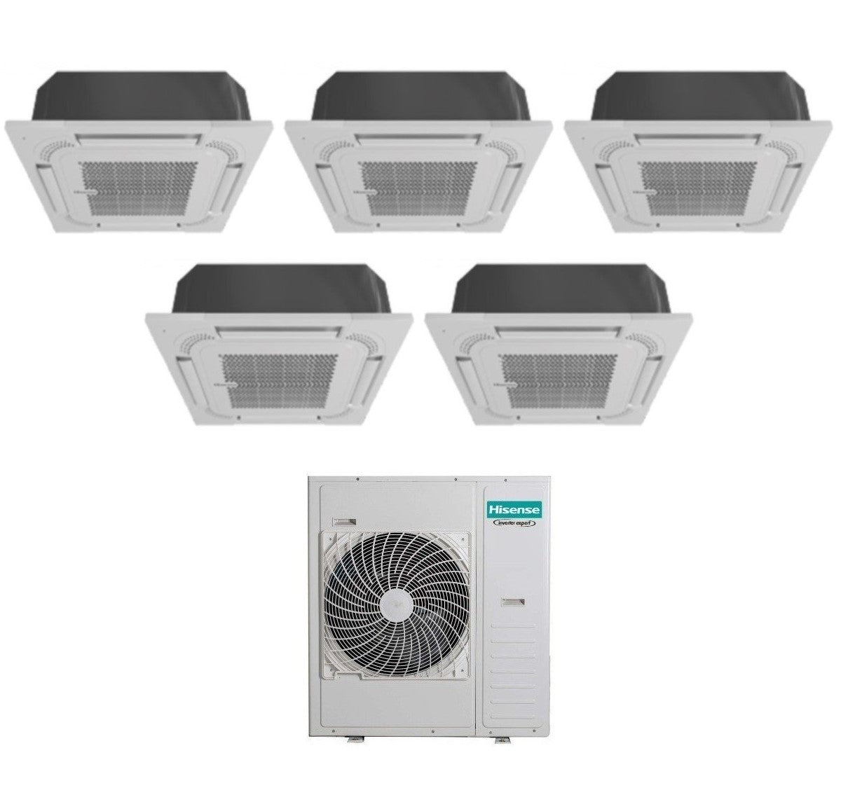 Climatizzatore Condizionatore Hisense Penta Split a Cassetta 9+9+9+9+9 con 5AMW125U4RTA R-32 9000+9000+9000+9000+9000 Con Telecomando di Serie e Pannello Incluso