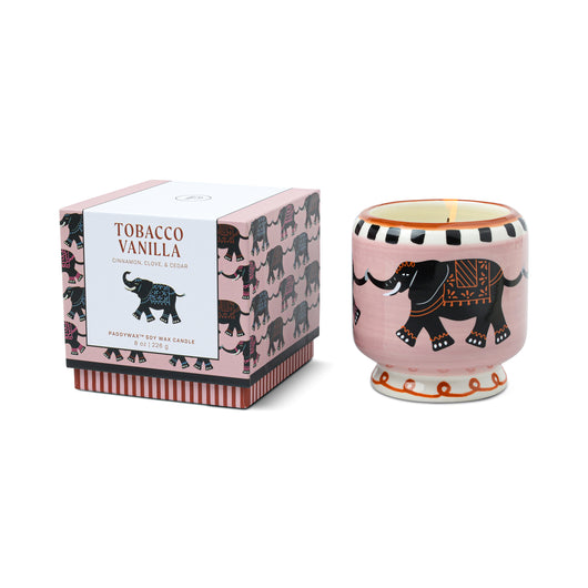 Candela in Ceramica A Dopo Elefante - Profumo Tobacco Vanilla - Confezionata in Scatola 226g