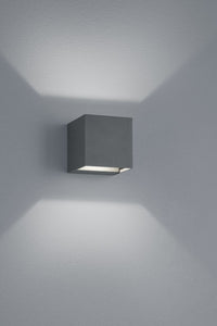 ADAJA APPLIQUE 3 LED CUBO ANTRACITE ANGOLO APERTURA REGOLABILE DA 0° A 90° L. 8 X H.8 A LED 3000K 3W 2X350LM IP54