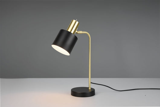 ADAM LAMPADA DA TAVOLO METALLO OTTONE SATINATO E NERO H. 43,5CM 1 LUCE ATTACCO E14