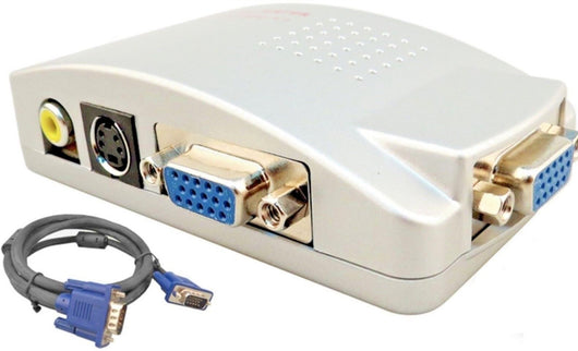 ADATTATORE CONVERTITORE COMPUTER PC NOTEBOOK DA VGA A RCA S-VIDEO TV PROIETTORE