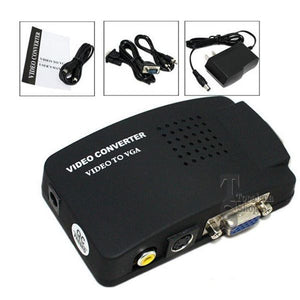 ADATTATORE CONVERTITORE VIDEO DA VGA RCA S-VIDEO IN VGA OUT NERO