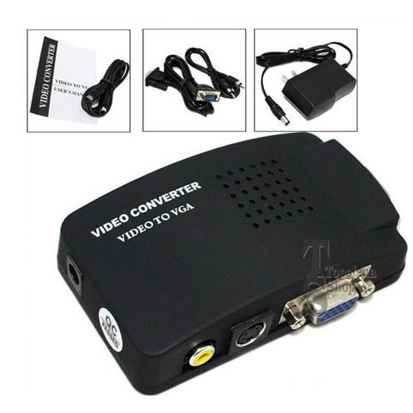ADATTATORE CONVERTITORE VIDEO DA VGA RCA S-VIDEO IN VGA OUT NERO
