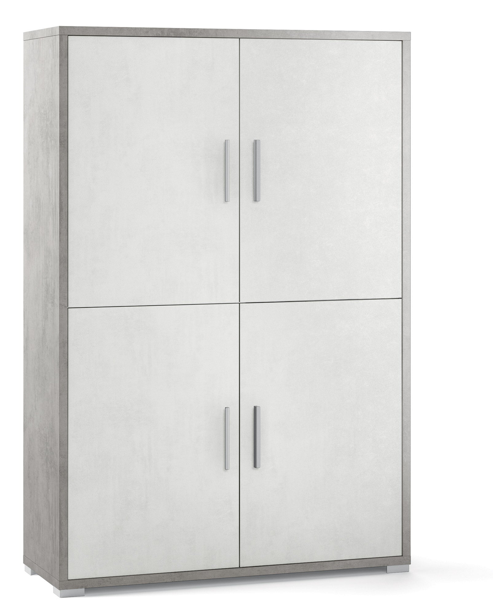 Mobile con 4 Ante 108x161x41 cm Cemento/Ossido Bianco