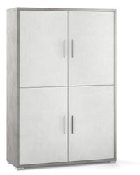 Mobile con 4 Ante 108x161x41 cm Cemento/Ossido Bianco