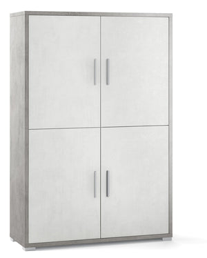 Mobile con 4 Ante 108x161x41 cm Cemento/Ossido Bianco