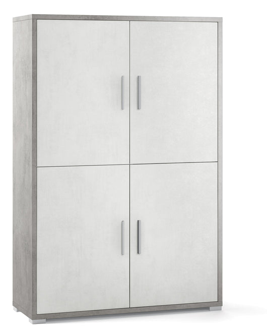 Mobile con 4 Ante 108x161x41 cm Cemento/Ossido Bianco