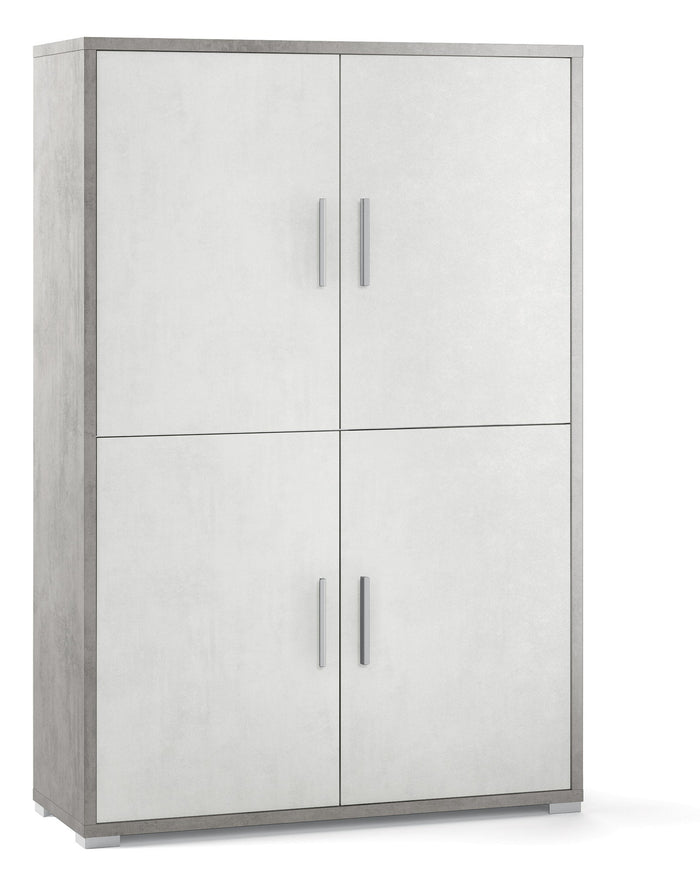 Mobile con 4 Ante 108x161x41 cm Cemento/Ossido Bianco
