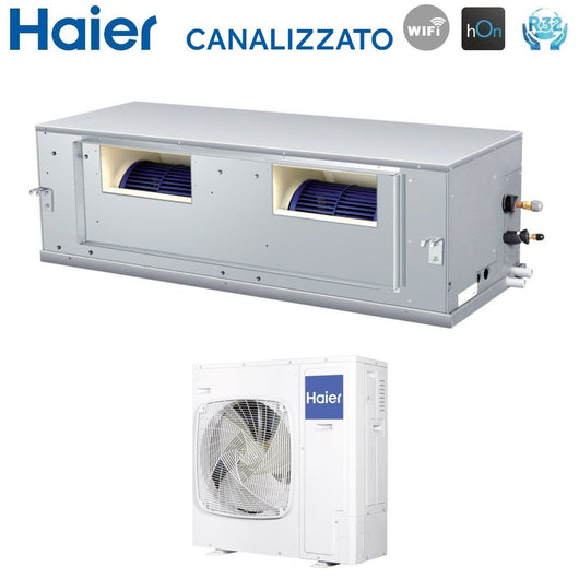 Climatizzatore Condizionatore Haier Inverter Canalizzato Canalizzabile Alta Prevalenza 48000 Btu ADH140H1ERG Trifase R-32 Wi-Fi Optional Comando a Filo Haier Bianco HW-BA116ABK