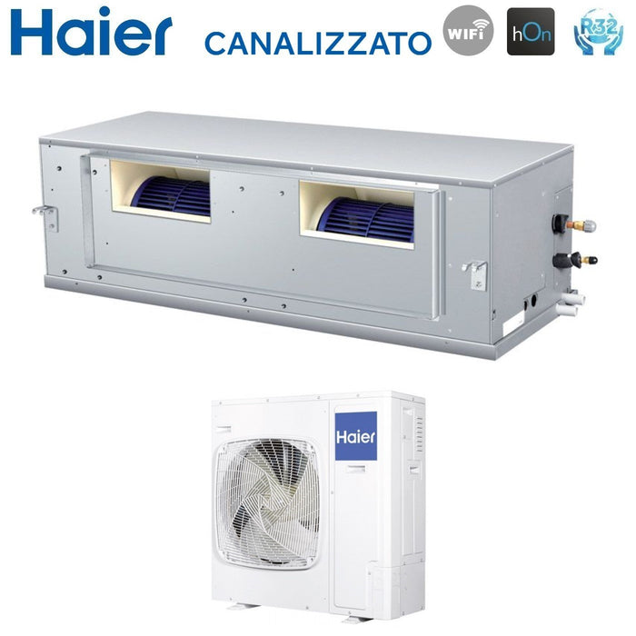 Climatizzatore Condizionatore Haier Inverter Canalizzato Canalizzabile Alta Prevalenza 48000 Btu ADH140H1ERG Monofase R-32 Wi-Fi Optional Comando a filo Haier YR-E16B