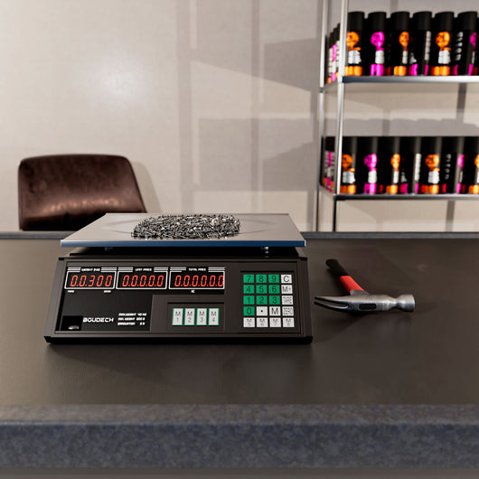 Adalat 88 - Bilancia Elettronica Commerciale a Batteria Ricaricabile da Banco 40Kg Piatto in Acciaio 33x24 cm e Schermo LCD