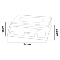 Adalat 88 - Bilancia Elettronica Commerciale a Batteria Ricaricabile da Banco 40Kg Piatto in Acciaio 33x24 cm e Schermo LCD