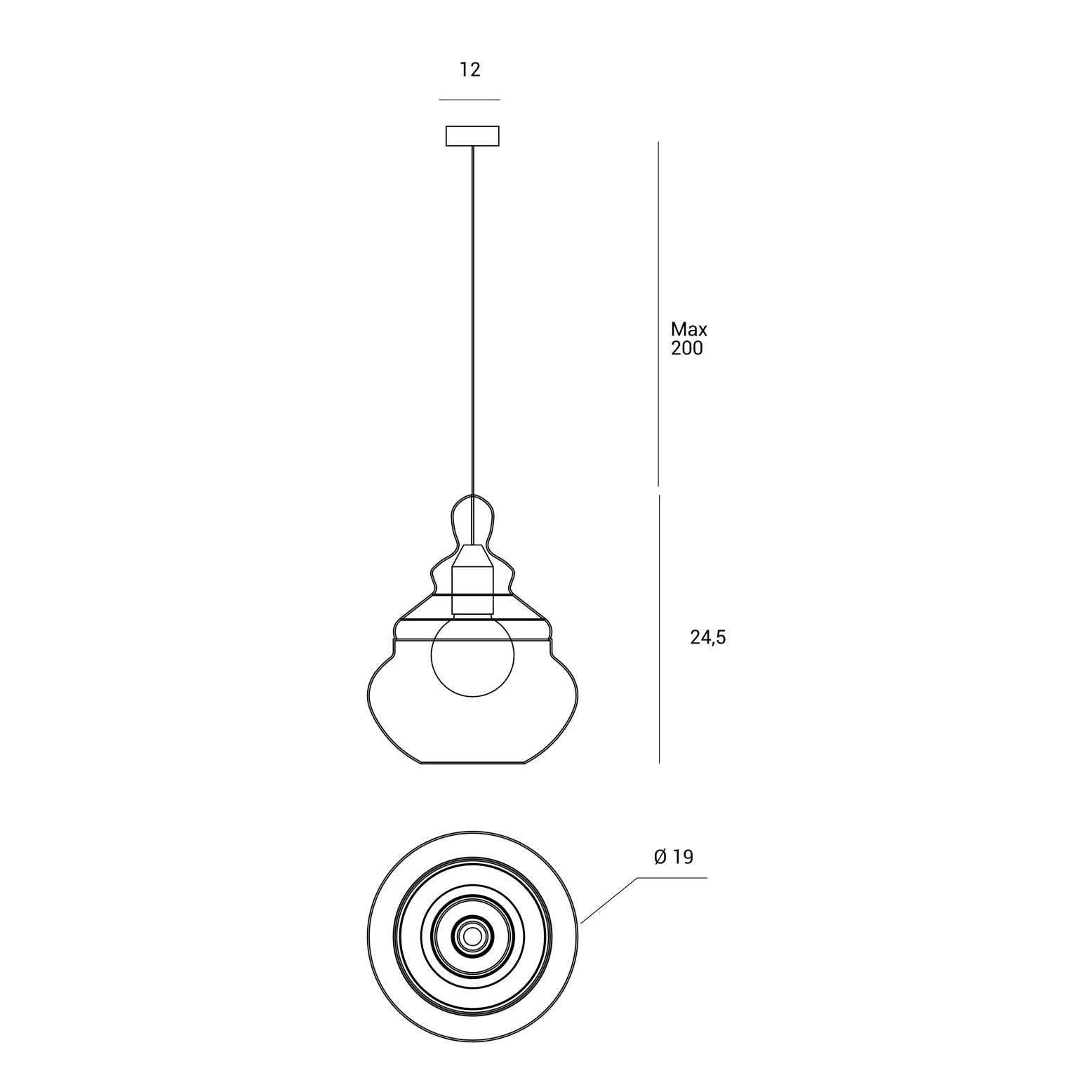 ADONE SOSPENSIONE 1 LUCE DIFFUSORE VETRO TCOLOR MIELE ATTACCO E27