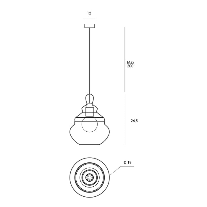 ADONE SOSPENSIONE 1 LUCE DIFFUSORE VETRO TCOLOR MIELE ATTACCO E27