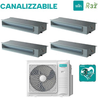 Climatizzatore Condizionatore Hisense Quadri Split Inverter Canalizzato Canalizzabile 12+12+12+12 con 5AMW105U4RQC R-32 Wi-Fi Optional 12000+12000+12000+12000 Con Telecomando di Serie