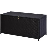 Baule da Esterno da 284L con Pistone a Gas, Rattan PE e Acciaio, 118x54x59 cm, Marrone Scuro