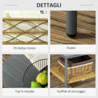 Salotto da Giardino in Rattan PE con Chaise Longue, Divano 2 Posti e Tavolino, Crema