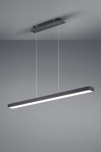 AGANO SOSPENSIONE LED RETTANGOLARE METALLO NERO SATINATO CON DIMMER A SCATTO INTERRUTTORE 4 INTENSITA' E VARIAZIONE LUCE CALDA-FREDDA CON TOUCH L.100CM, H.150CM