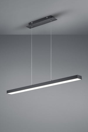 AGANO SOSPENSIONE LED RETTANGOLARE METALLO NERO SATINATO CON DIMMER A SCATTO INTERRUTTORE 4 INTENSITA' E VARIAZIONE LUCE CALDA-FREDDA CON TOUCH L.100CM, H.150CM