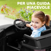 Macchina Elettrica per Bambini a Licenza Land Rover con Fari, Clacson e Cintura,106x65.5x51 cm, Nero