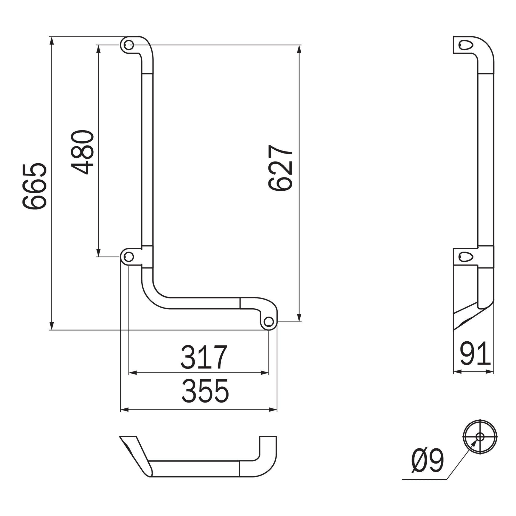 Inda - Sostegno di sicurezza ad L L.35X66 destro cromo lucido