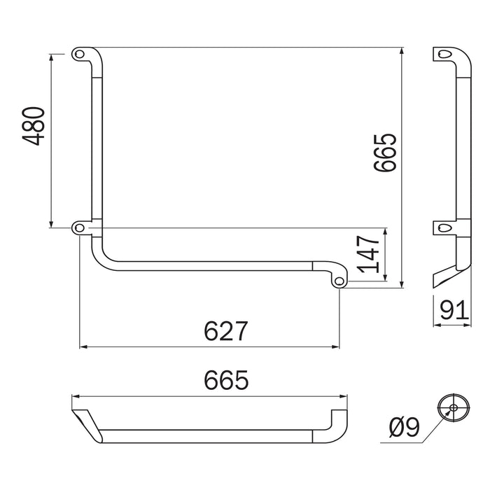Inda - Sostegno di sicurezza ad L L.66X66 sinistro cromo lucido