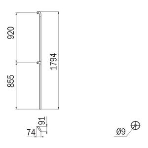 Inda - Sostegno di sicurezza verticale L.180 cm destro cromo lucido