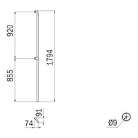 Inda - Sostegno di sicurezza verticale L.180 cm sinistro cromo lucido