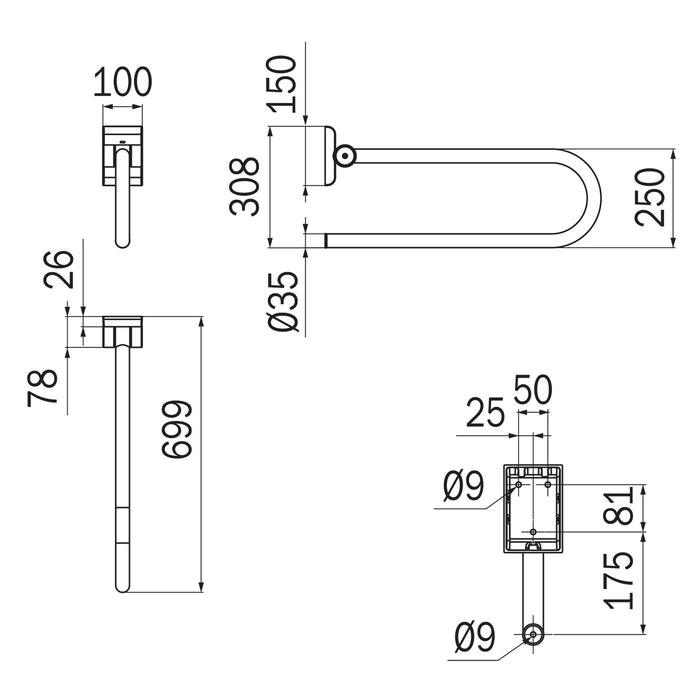 Inda - Sostegno di sicurezza ribaltabile zona wc cromo lucido