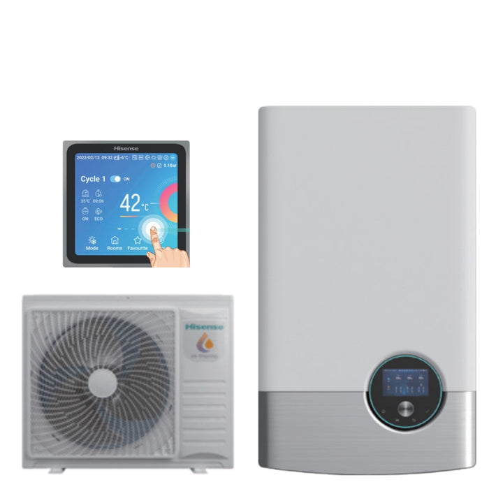 Pompa di Calore Splittata Monoventola Aria/Acqua Hisense Hi-Terma 10 kW AHM-100HEDSAA + AHW-100HEDS1 trifase R-32 Wi-Fi Optional con Comando Incluso