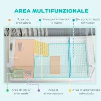 Vasca per Tartarughe con Filtro a 3 Livelli e Pannelli in Vetro e ABS, 51x31x25.5 cm, Bianco