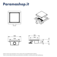 Canalina di scarico quadrata a doppia installazione 15cm