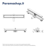 Canalina doccia acciaio inox 70 cm cover in vetro bianco